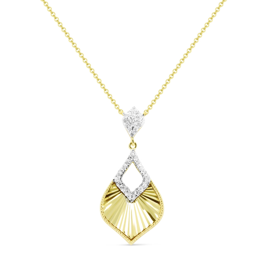 Beautiful Hand Crafted 14K Yellow Gold White Diamond Milano Collection Necklace