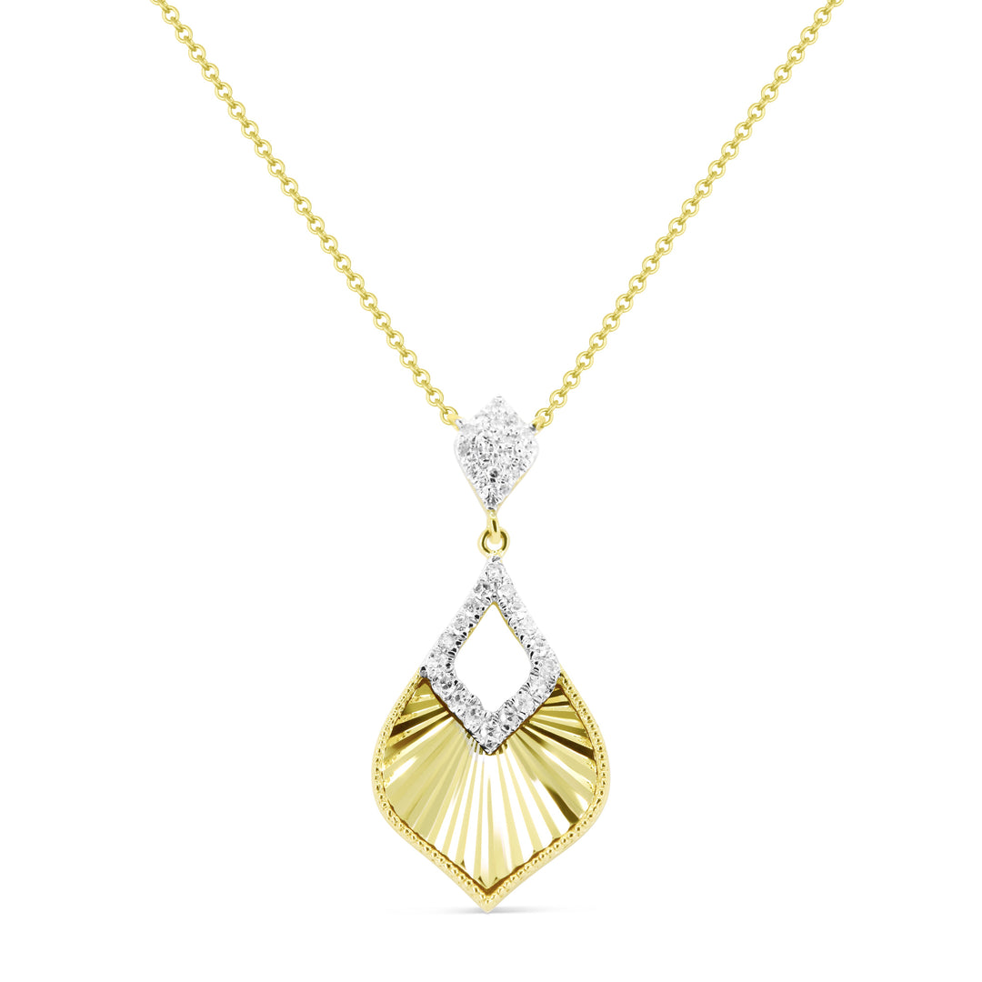 Beautiful Hand Crafted 14K Yellow Gold White Diamond Milano Collection Necklace