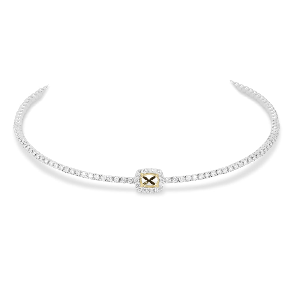 Beautiful Hand Crafted 18K Two Tone Gold White Diamond Milano Collection Necklace