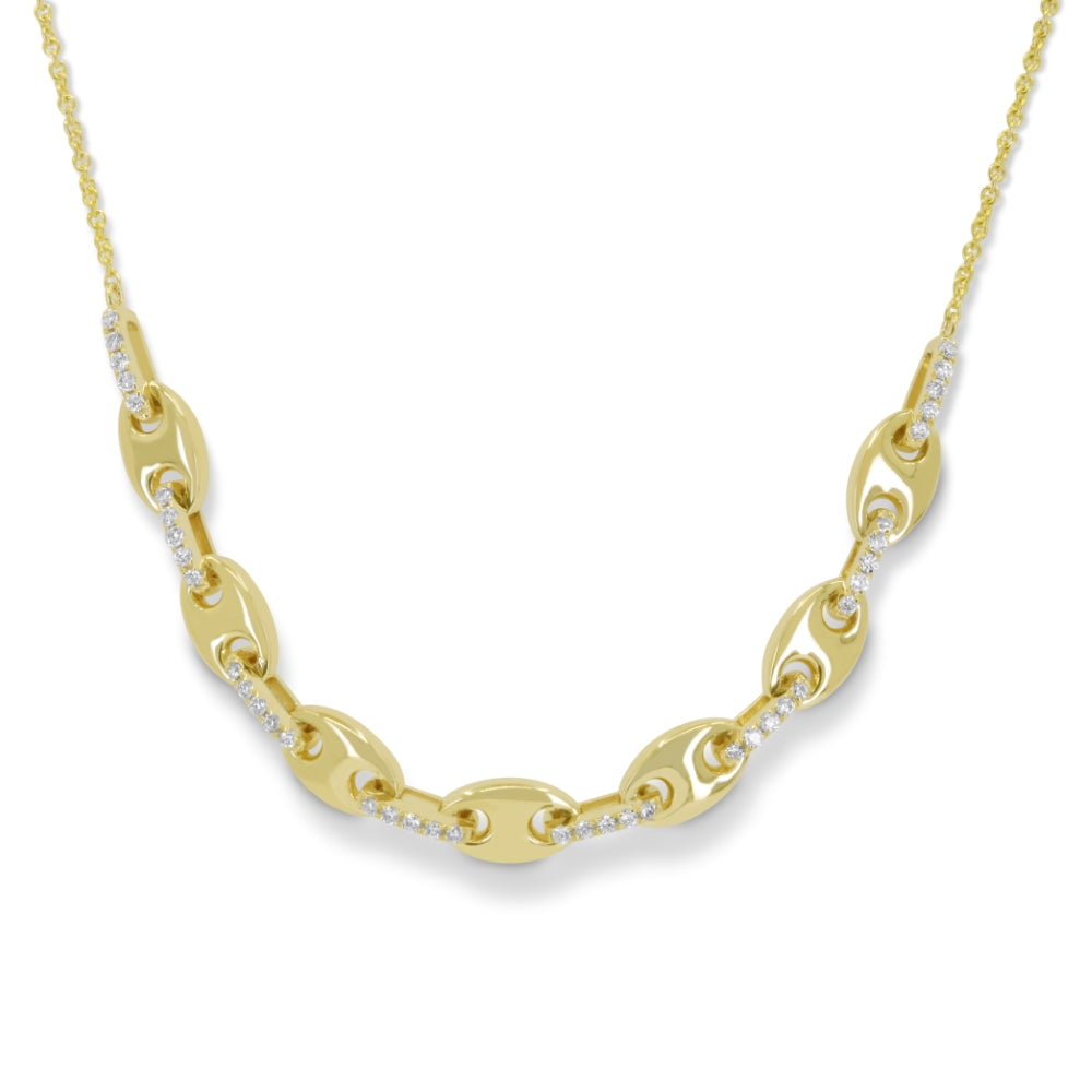 Beautiful Hand Crafted 14K Two Tone Gold White Diamond Milano Collection Necklace