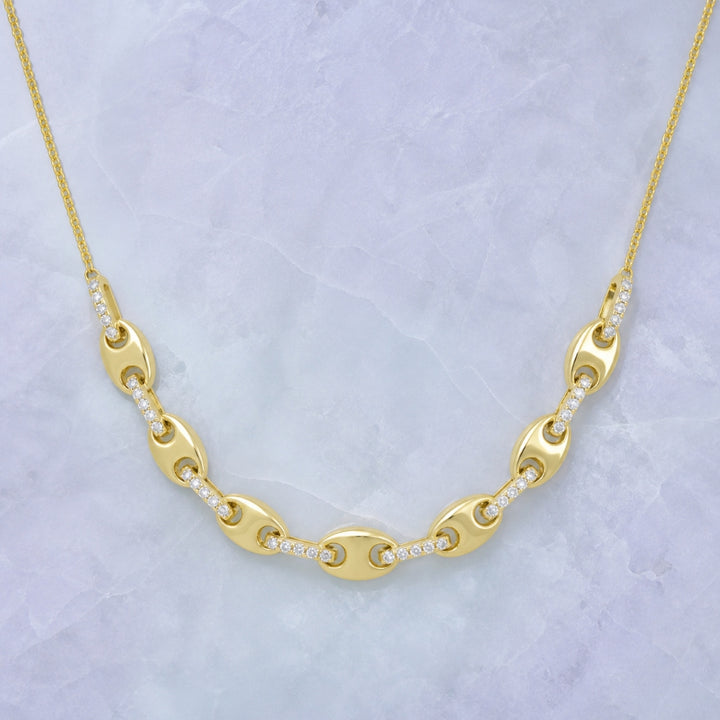 N1675 - 14K Two Tone Gold Diamond Necklace