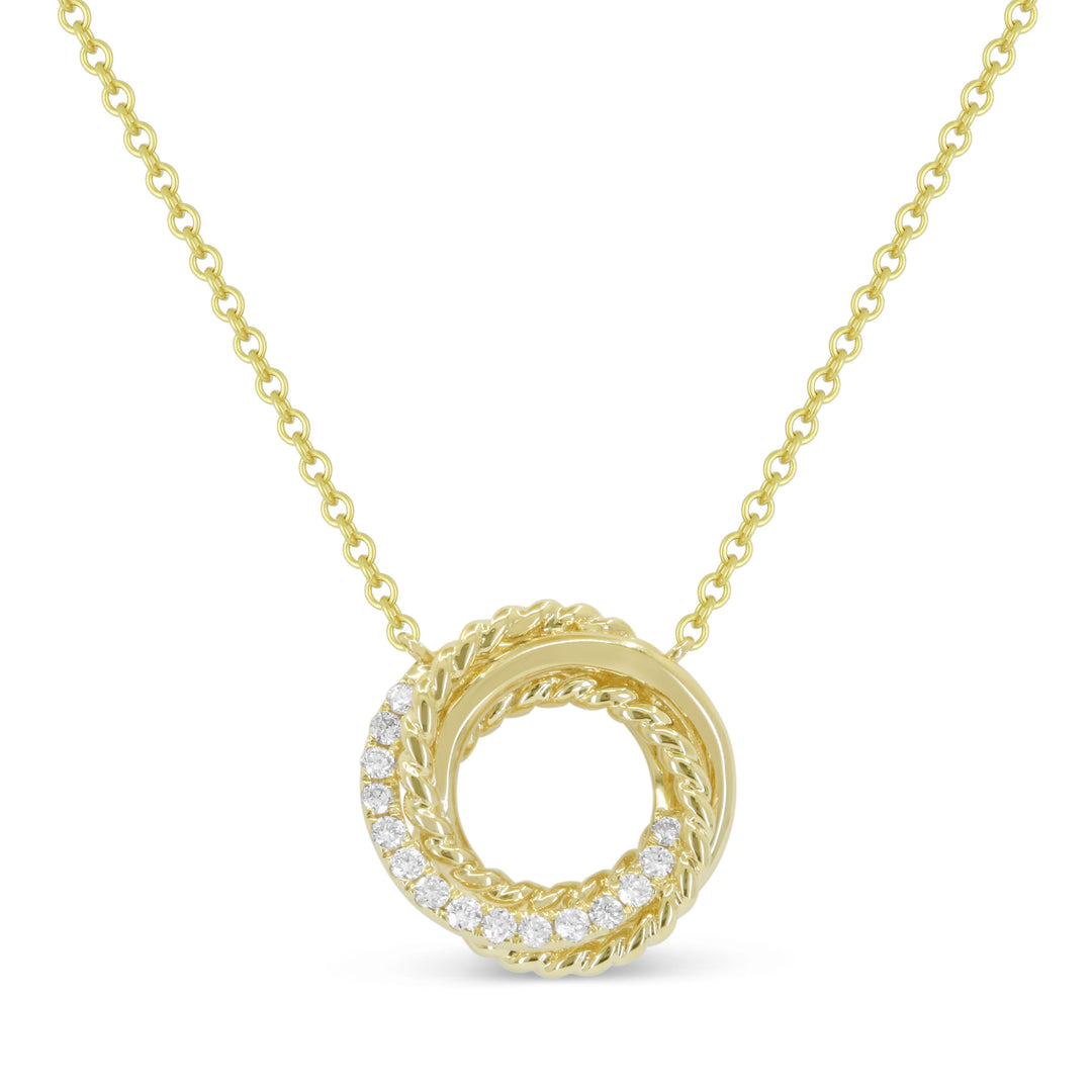 Beautiful Hand Crafted 14K Yellow Gold White Diamond Milano Collection Necklace