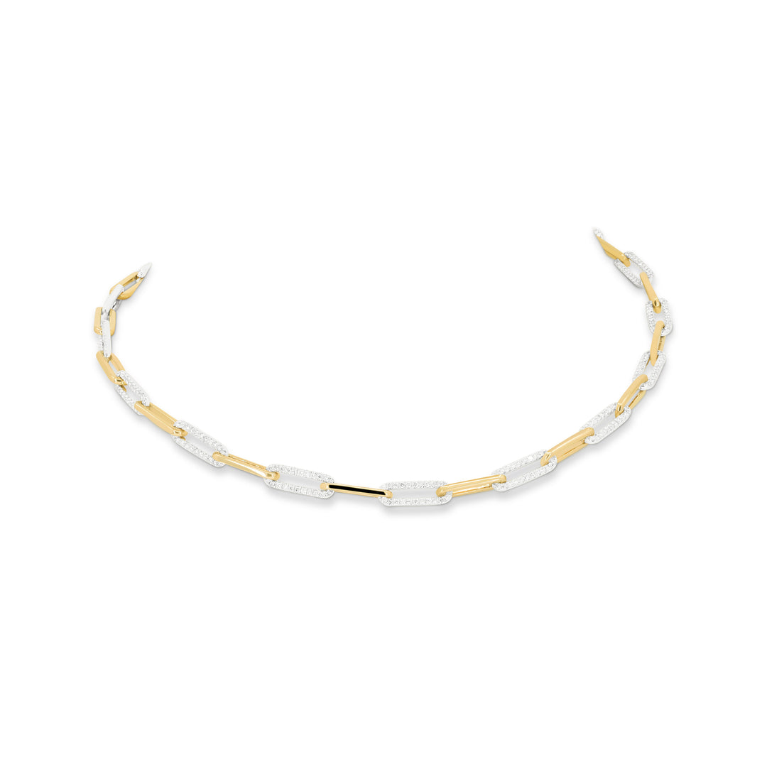 Beautiful Hand Crafted 14K Two Tone Gold White Diamond Milano Collection Necklace