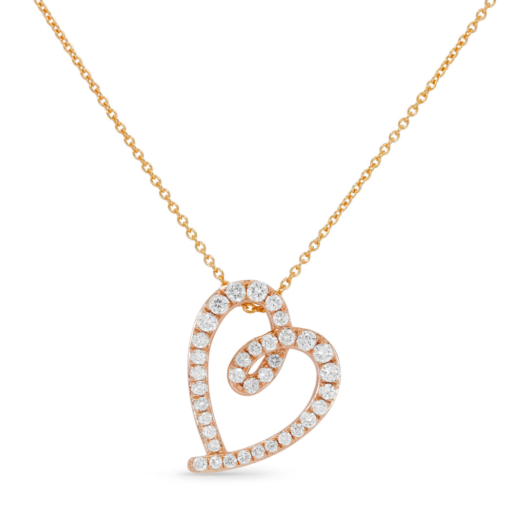 Beautiful Hand Crafted 14K Rose Gold White Diamond Milano Collection Pendant