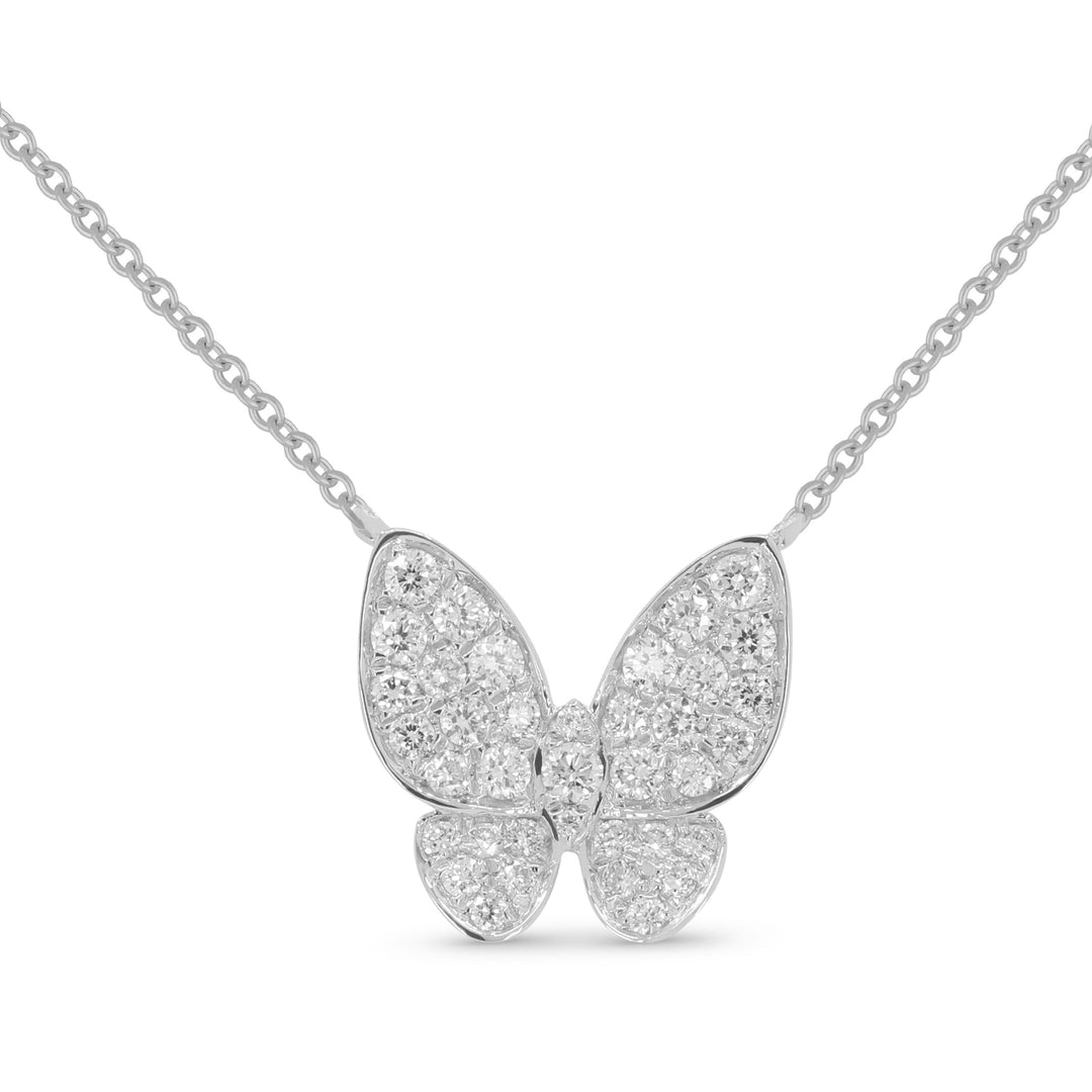 Beautiful Hand Crafted 14K White Gold White Diamond Milano Collection Necklace