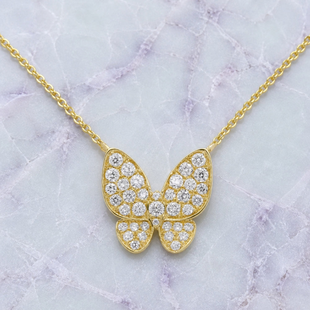 N1685 - 14K Gold Diamond Butterfly Necklace