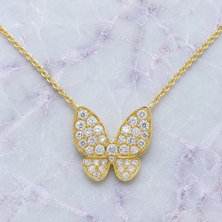 N1685 - 14K Gold Diamond Butterfly Necklace