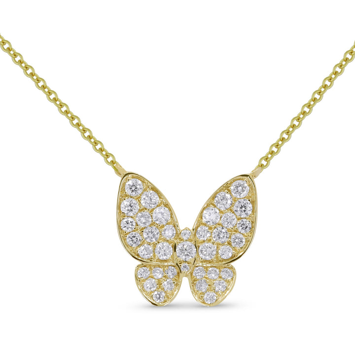 Beautiful Hand Crafted 14K Yellow Gold White Diamond Milano Collection Necklace