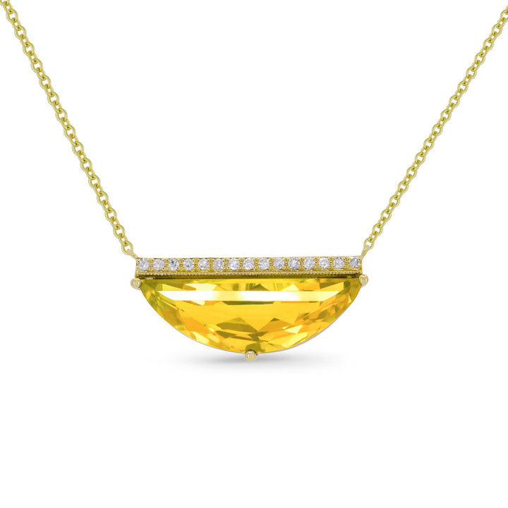 Beautiful Hand Crafted 14K Yellow Gold  Citrine And Diamond Eclectica Collection Necklace