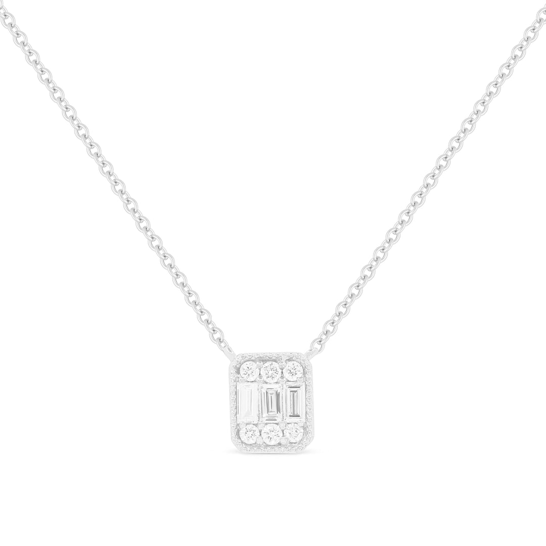 Beautiful Hand Crafted 14K White Gold White Diamond Milano Collection Necklace