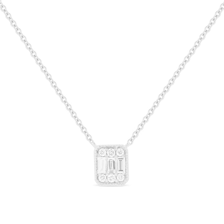 Beautiful Hand Crafted 14K White Gold White Diamond Milano Collection Necklace