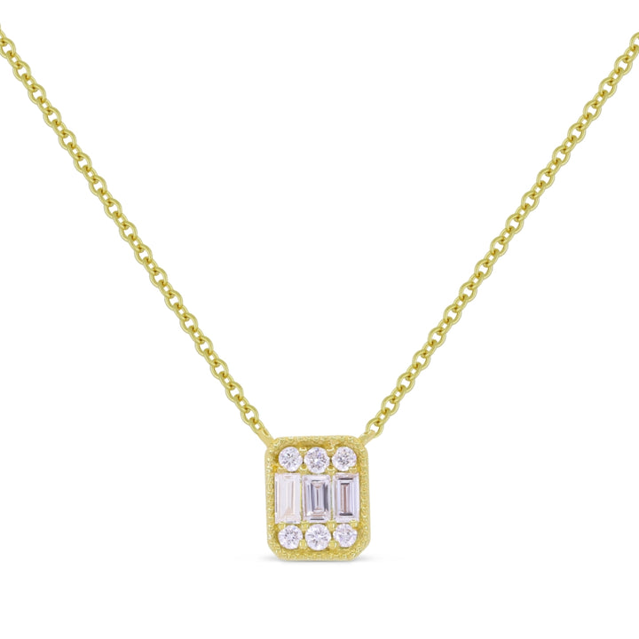 Beautiful Hand Crafted 14K Yellow Gold White Diamond Milano Collection Necklace