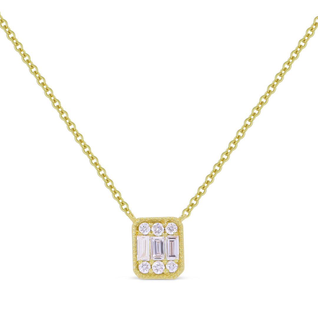 Beautiful Hand Crafted 14K Yellow Gold White Diamond Milano Collection Necklace