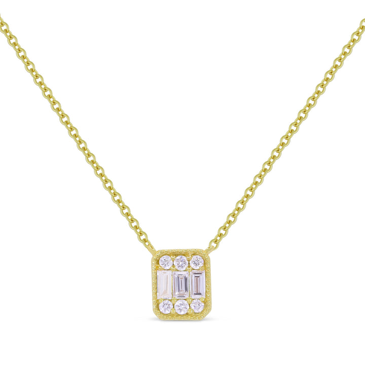 Beautiful Hand Crafted 14K Yellow Gold White Diamond Milano Collection Necklace