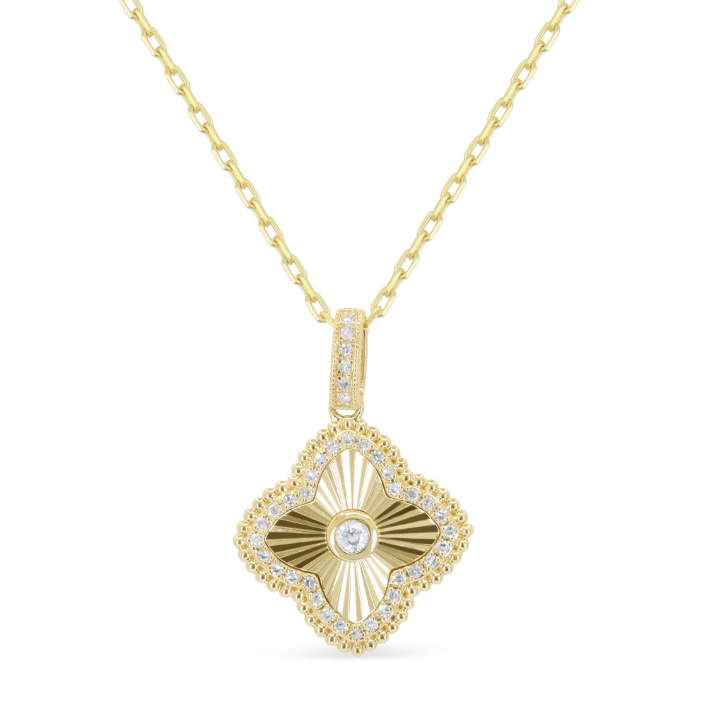 Beautiful Hand Crafted 14K Yellow Gold White Diamond Milano Collection Pendant