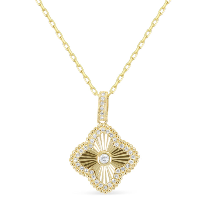 Beautiful Hand Crafted 14K Yellow Gold White Diamond Milano Collection Pendant