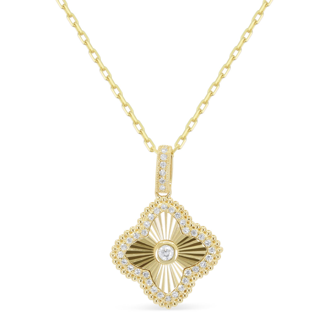 Beautiful Hand Crafted 14K Yellow Gold White Diamond Milano Collection Pendant