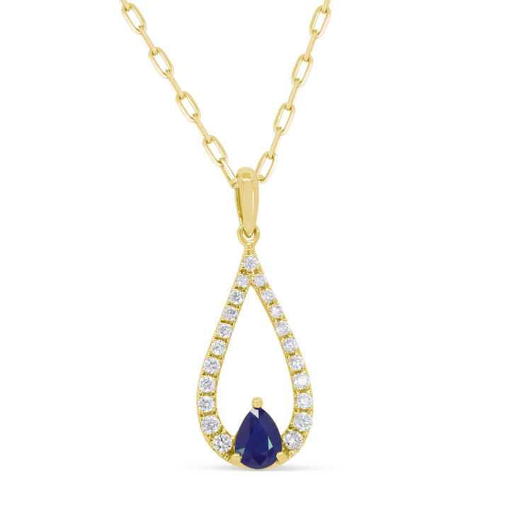 Beautiful Hand Crafted 14K Yellow Gold  Sapphire And Diamond Arianna Collection Pendant