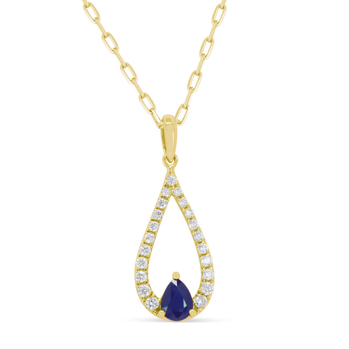 Beautiful Hand Crafted 14K Yellow Gold  Sapphire And Diamond Arianna Collection Pendant