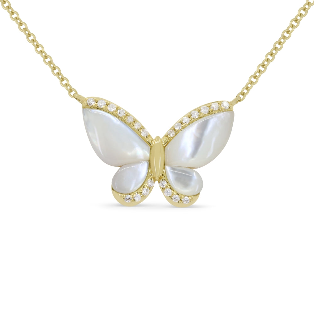 Beautiful Hand Crafted 14K Yellow Gold White Diamond Milano Collection Necklace