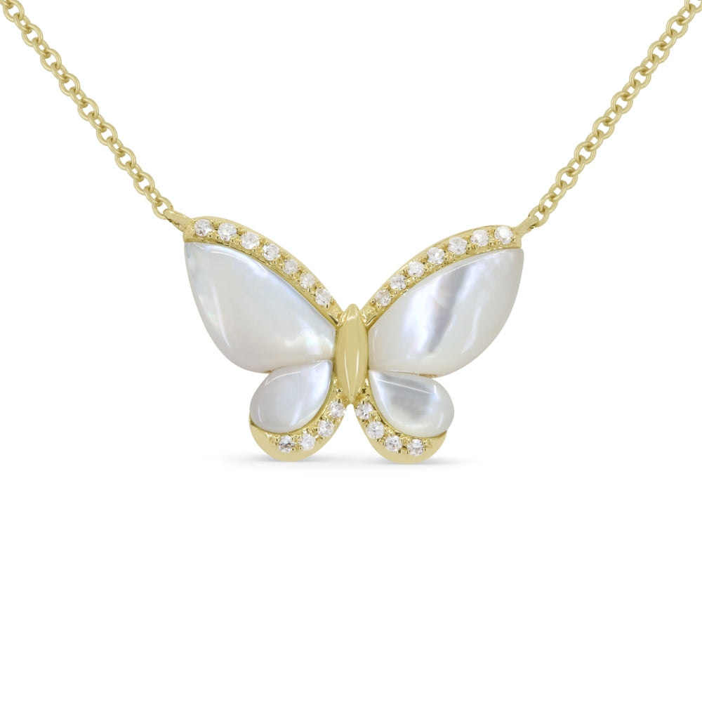 Beautiful Hand Crafted 14K Yellow Gold White Diamond Milano Collection Necklace