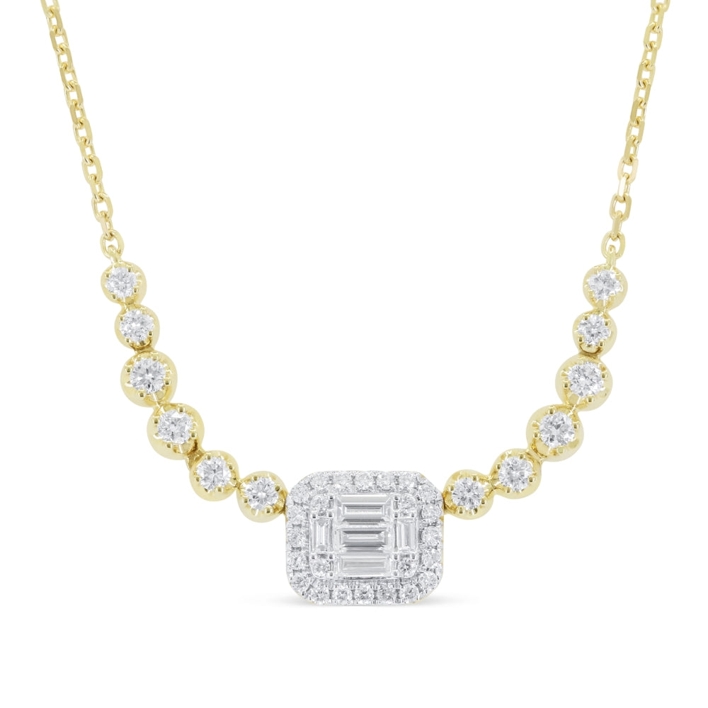 Beautiful Hand Crafted 14K Yellow Gold White Diamond Milano Collection Necklace