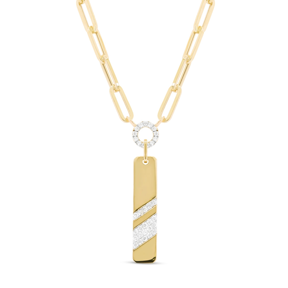 Beautiful Hand Crafted 14K Yellow Gold White Diamond Milano Collection Necklace