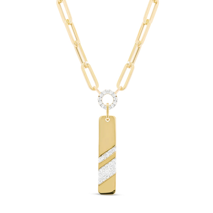 Madison L 14K Yellow Gold Diamond Rectangle Necklace - style N1706Y