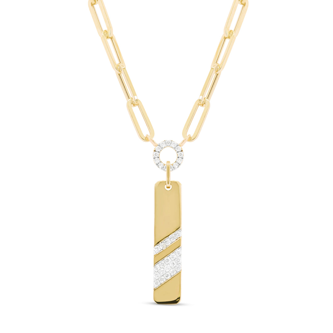 Beautiful Hand Crafted 14K Yellow Gold White Diamond Milano Collection Necklace