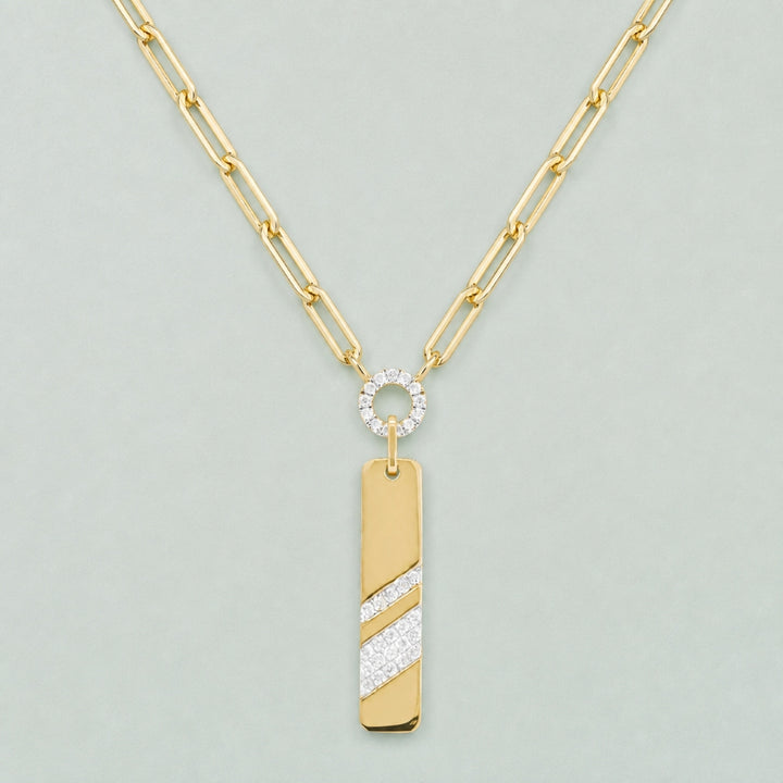 N1706 - 14K Yellow Gold Diamond Rectangle Necklace