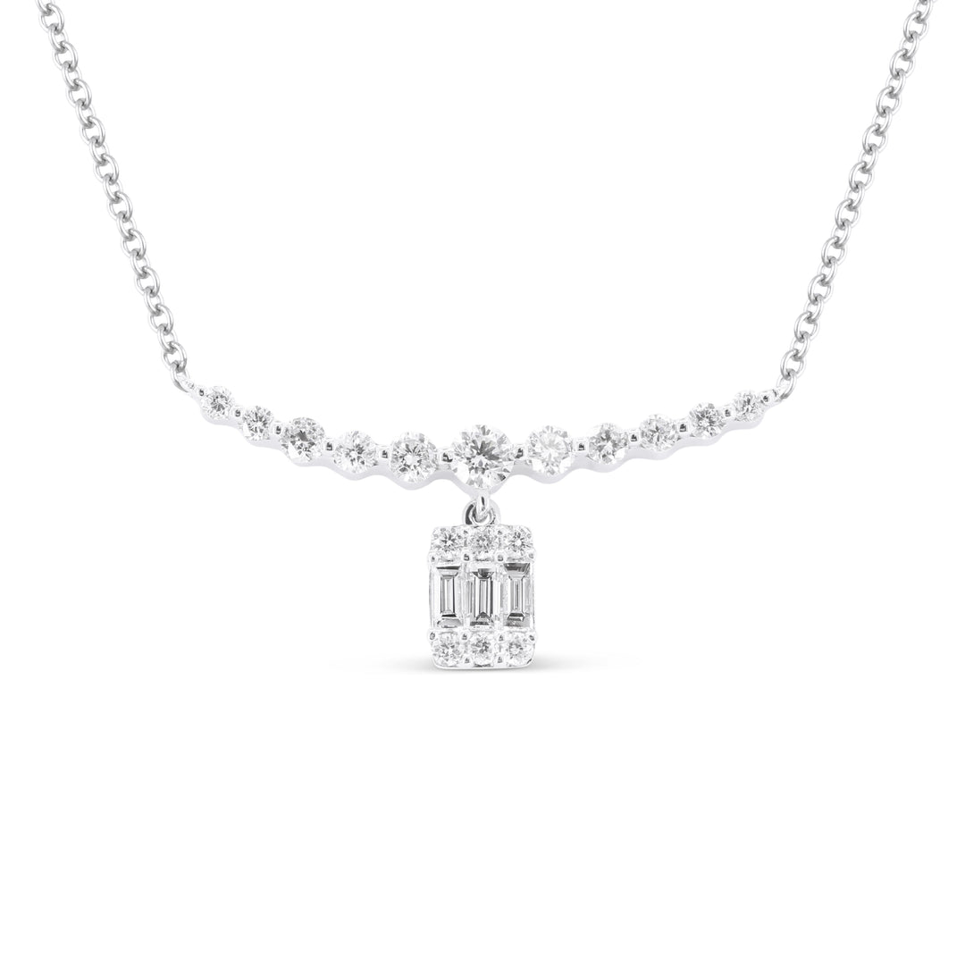 Beautiful Hand Crafted 14K White Gold White Diamond Milano Collection Necklace