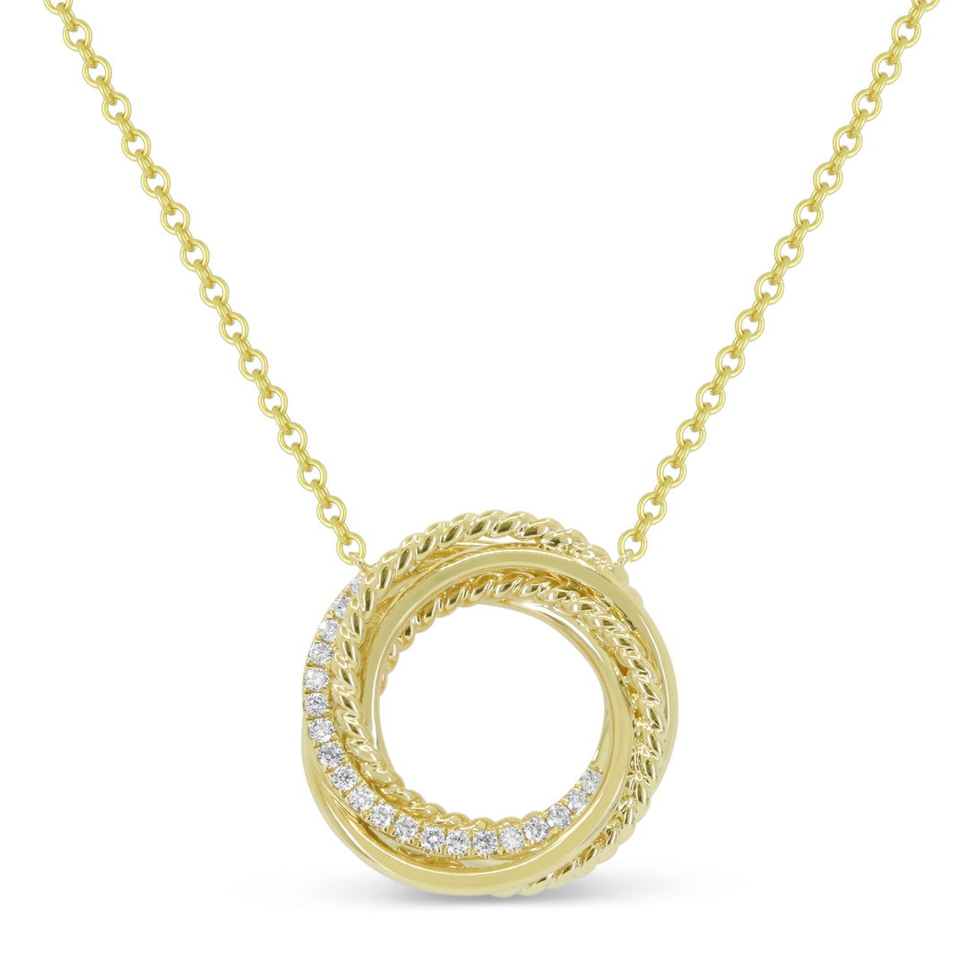 Beautiful Hand Crafted 14K Yellow Gold White Diamond Milano Collection Necklace