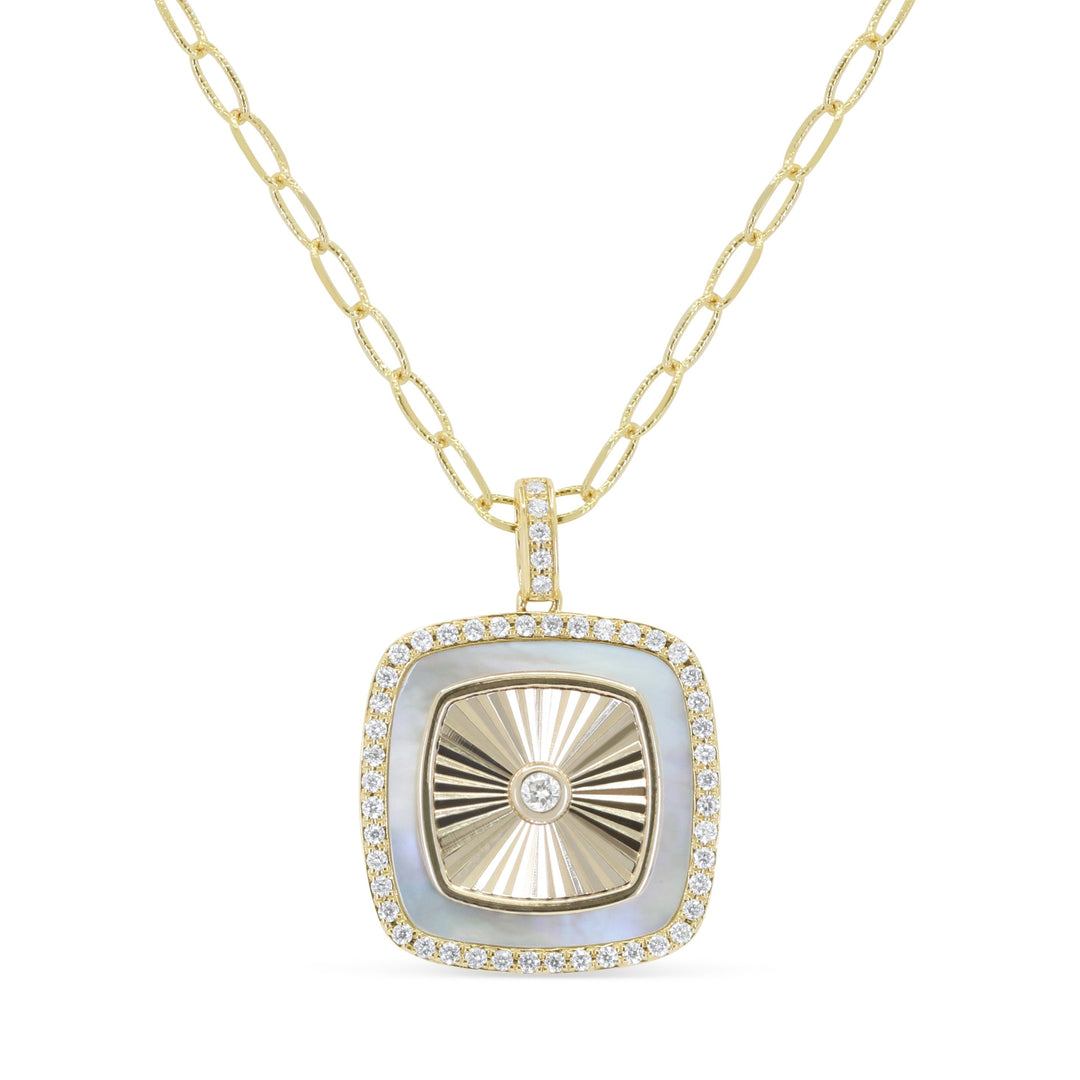 Beautiful Hand Crafted 14K Yellow Gold White Diamond Milano Collection Pendant