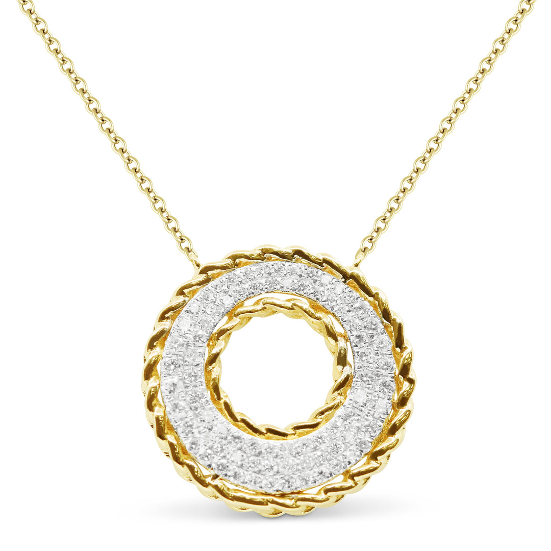 Beautiful Hand Crafted 14K Yellow Gold White Diamond Milano Collection Necklace