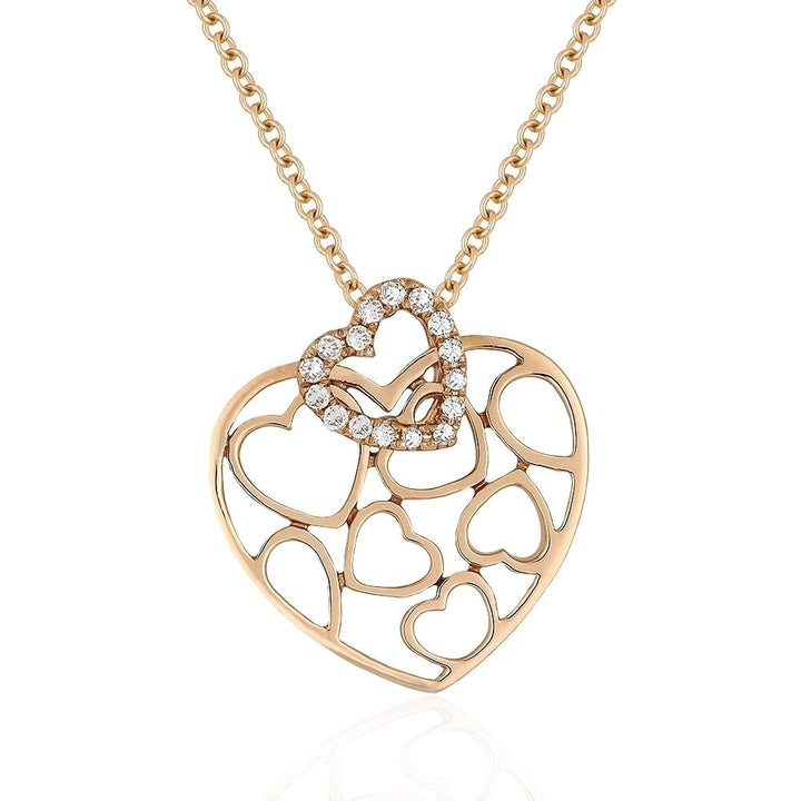 Beautiful Hand Crafted 14K Rose Gold White Diamond Milano Collection Pendant