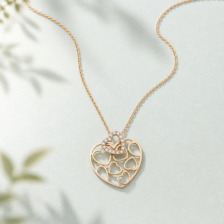 N1711 - 14K Gold Diamond Heart Pendant
