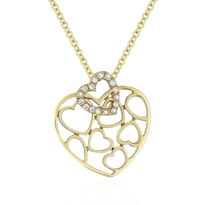 Beautiful Hand Crafted 14K Yellow Gold White Diamond Milano Collection Pendant
