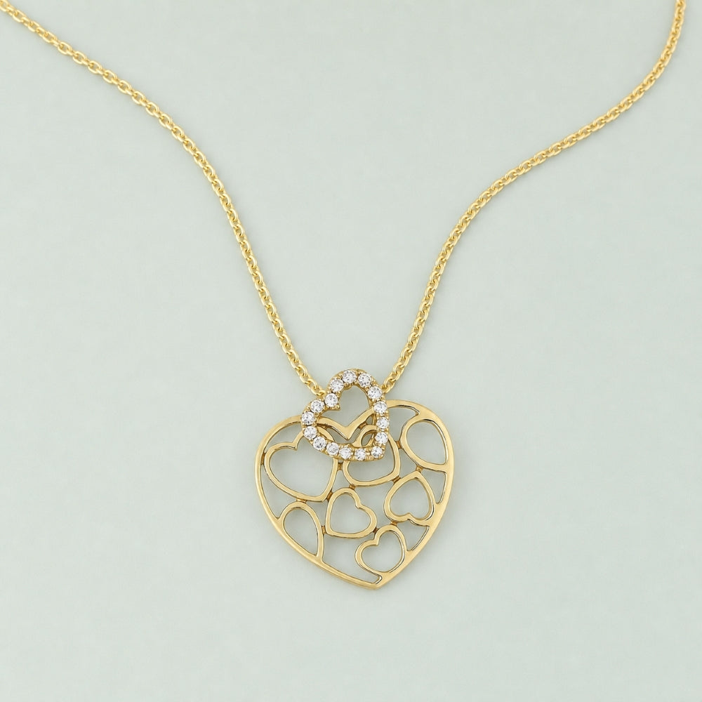 N1711 - 14K Gold Diamond Heart Pendant