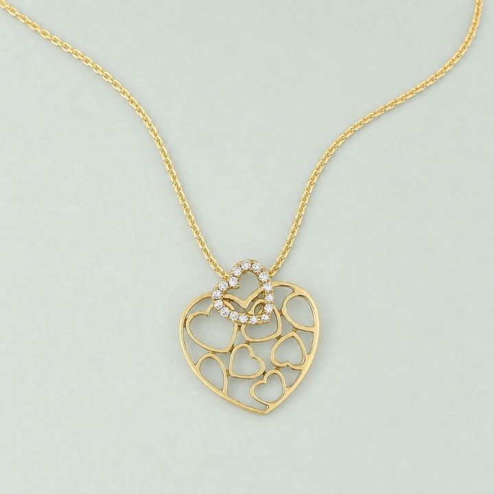 N1711 - 14K Gold Diamond Heart Pendant