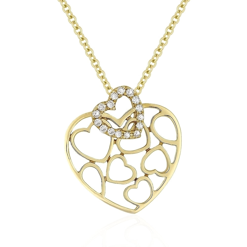 Beautiful Hand Crafted 14K Yellow Gold White Diamond Milano Collection Pendant