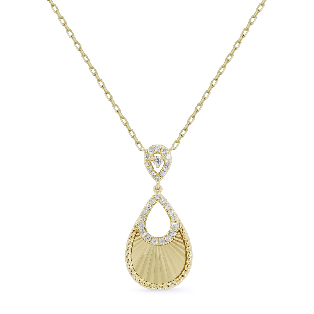 Beautiful Hand Crafted 14K Yellow Gold White Diamond Milano Collection Necklace