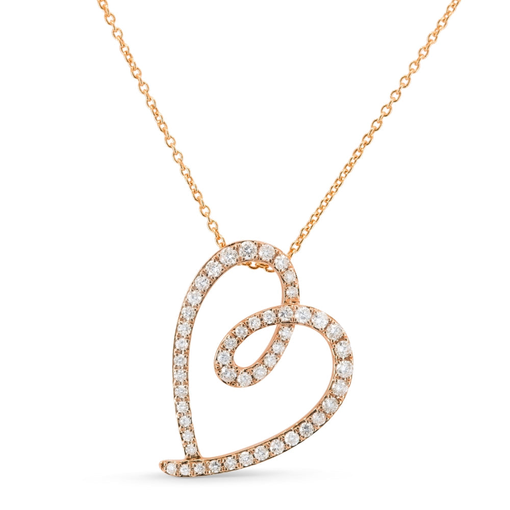 Beautiful Hand Crafted 14K Rose Gold White Diamond Milano Collection Pendant