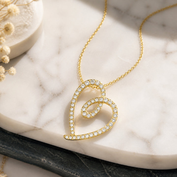 N1717 - 14K Gold Diamond Heart Pendant