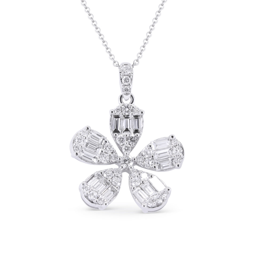 Beautiful Hand Crafted 14K White Gold White Diamond Milano Collection Pendant