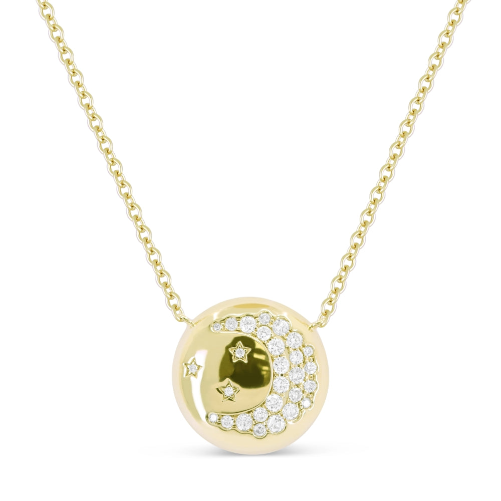 Beautiful Hand Crafted 14K Yellow Gold White Diamond Milano Collection Necklace