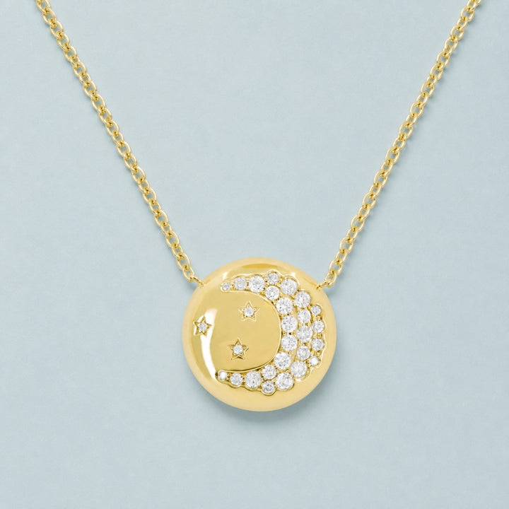 N1722 - 14K Yellow Gold Diamond Round Necklace