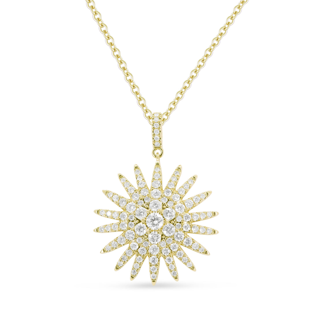 Beautiful Hand Crafted 14K Yellow Gold White Diamond Milano Collection Pendant