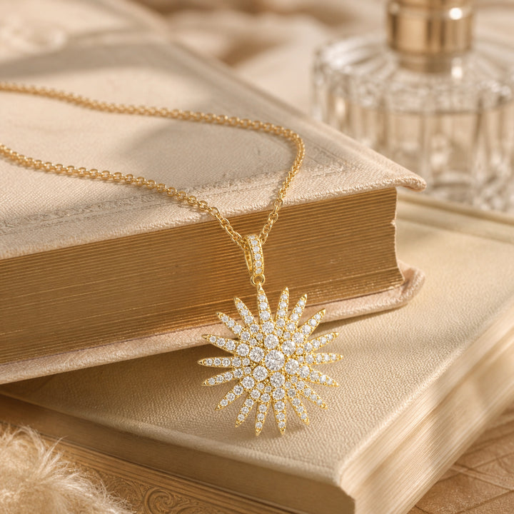 N1723 - 14K Yellow Gold Diamond Star Pendant