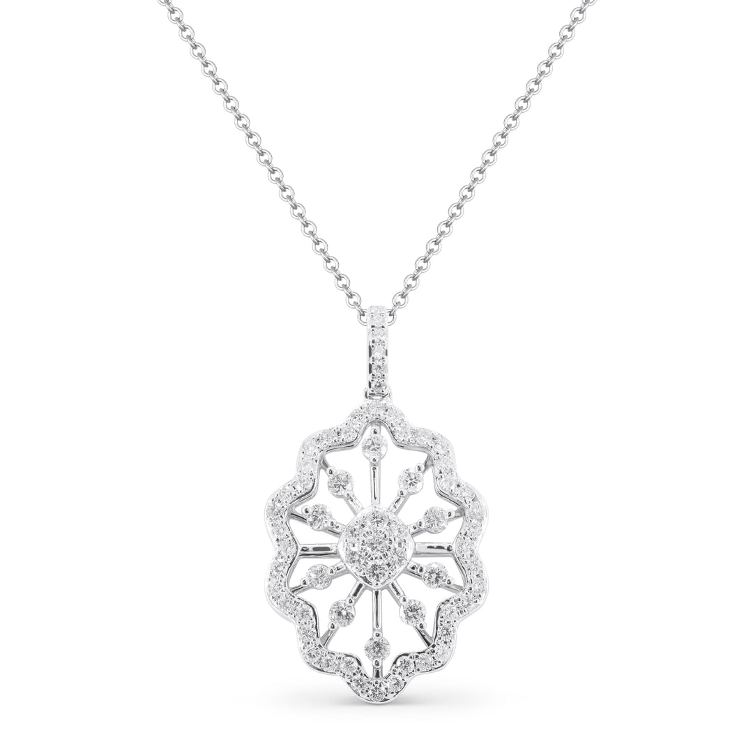 Beautiful Hand Crafted 14K White Gold White Diamond Milano Collection Pendant