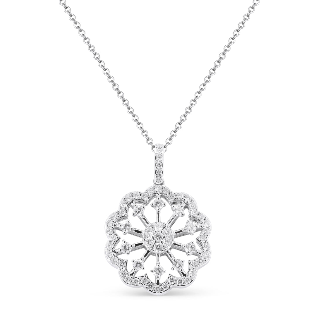 Beautiful Hand Crafted 14K White Gold White Diamond Milano Collection Pendant